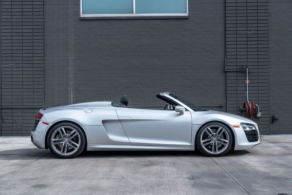 2014 Audi R8 V10 Spyder Quattro S Tronic in Ice Silver Metallic previously sold by Sandbox Motors