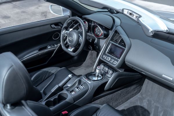2014 Audi R8 V10 Spyder Quattro S Tronic in Ice Silver Metallic previously sold by Sandbox Motors
