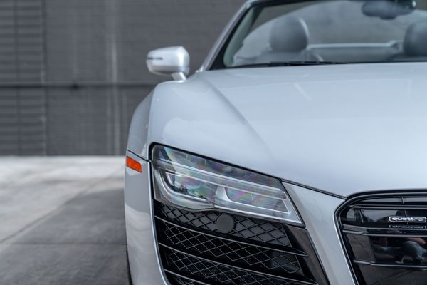 2014 Audi R8 V10 Spyder Quattro S Tronic in Ice Silver Metallic previously sold by Sandbox Motors