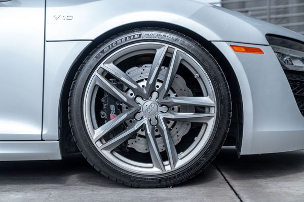 2014 Audi R8 V10 Spyder Quattro S Tronic in Ice Silver Metallic previously sold by Sandbox Motors