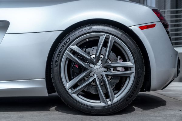 2014 Audi R8 V10 Spyder Quattro S Tronic in Ice Silver Metallic previously sold by Sandbox Motors