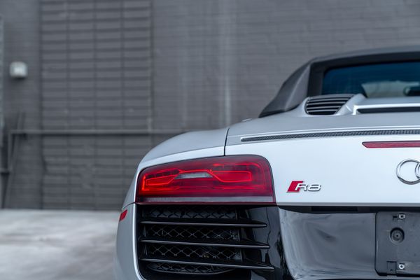 2014 Audi R8 V10 Spyder Quattro S Tronic in Ice Silver Metallic previously sold by Sandbox Motors