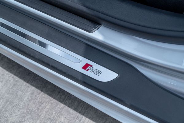 2014 Audi R8 V10 Spyder Quattro S Tronic in Ice Silver Metallic previously sold by Sandbox Motors