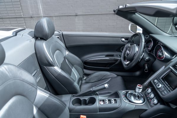 2014 Audi R8 V10 Spyder Quattro S Tronic in Ice Silver Metallic previously sold by Sandbox Motors