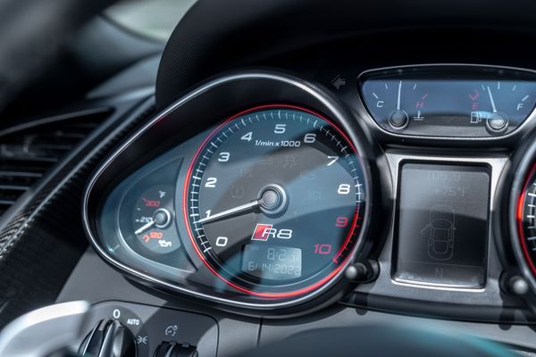 2014 Audi R8 V10 Spyder Quattro S Tronic in Ice Silver Metallic previously sold by Sandbox Motors