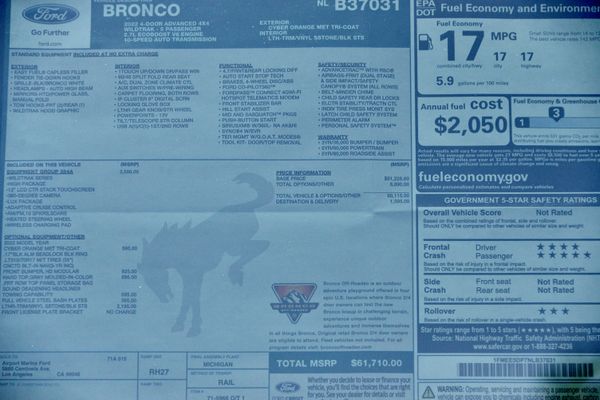 2022 Ford Bronco Wildtrak V6 4-Door, Cyber Orange Metallic, previously sold by Sandbox Motors