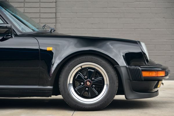 1985 Porsche 930 for sale and sold by Sandbox Motors. A stunning black Turbo Coupe.