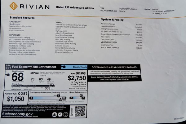2023 Rivian R1S Adventure Edition previously sold by Sandbox Motors