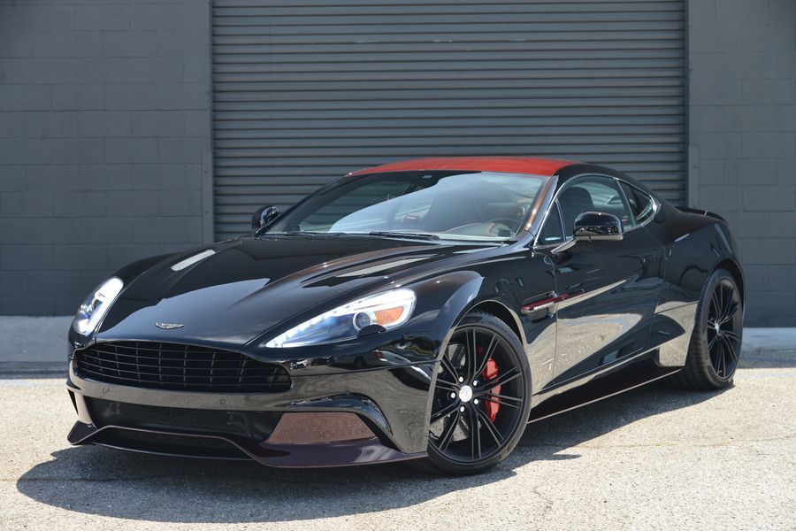 Black and red 2015 Aston Martin Vanquish Q Collection for sale by Sandbox Motors.