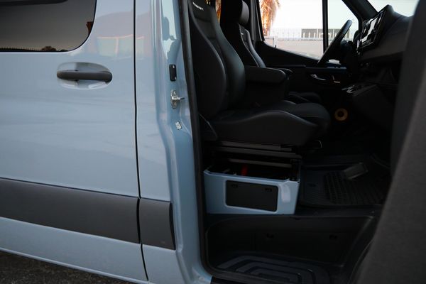 Silver 2022 Mercedes-Benz Sprinter 2500 4x4 custom camper conversion for sale by Sandbox Motors.