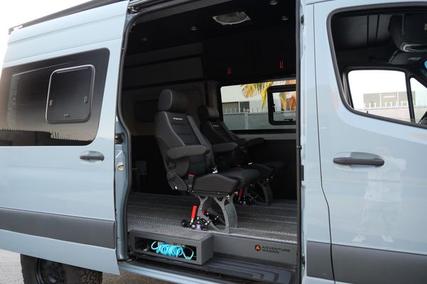 Silver 2022 Mercedes-Benz Sprinter 2500 4x4 custom camper conversion for sale by Sandbox Motors.
