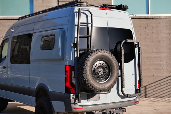Silver 2022 Mercedes-Benz Sprinter 2500 4x4 custom camper conversion for sale by Sandbox Motors.