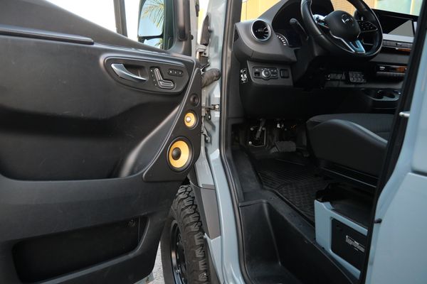 Silver 2022 Mercedes-Benz Sprinter 2500 4x4 custom camper conversion for sale by Sandbox Motors.