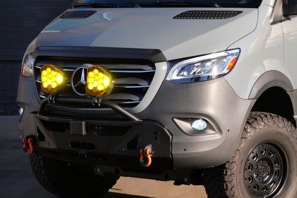 Silver 2022 Mercedes-Benz Sprinter 2500 4x4 custom camper conversion for sale by Sandbox Motors.