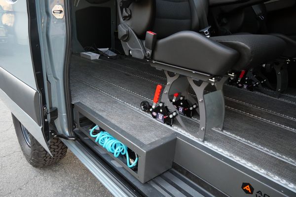 Silver 2022 Mercedes-Benz Sprinter 2500 4x4 custom camper conversion for sale by Sandbox Motors.