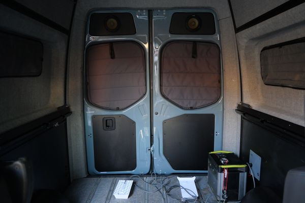 Silver 2022 Mercedes-Benz Sprinter 2500 4x4 custom camper conversion for sale by Sandbox Motors.