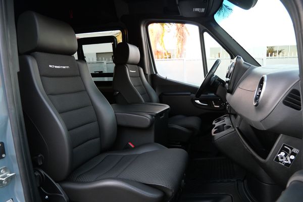 Silver 2022 Mercedes-Benz Sprinter 2500 4x4 custom camper conversion for sale by Sandbox Motors.