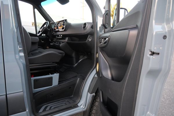 Silver 2022 Mercedes-Benz Sprinter 2500 4x4 custom camper conversion for sale by Sandbox Motors.