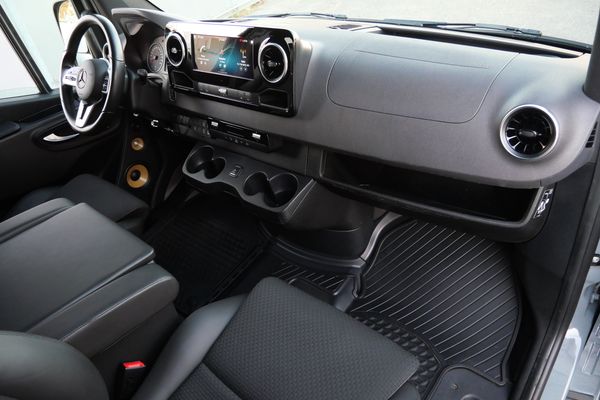 Silver 2022 Mercedes-Benz Sprinter 2500 4x4 custom camper conversion for sale by Sandbox Motors.