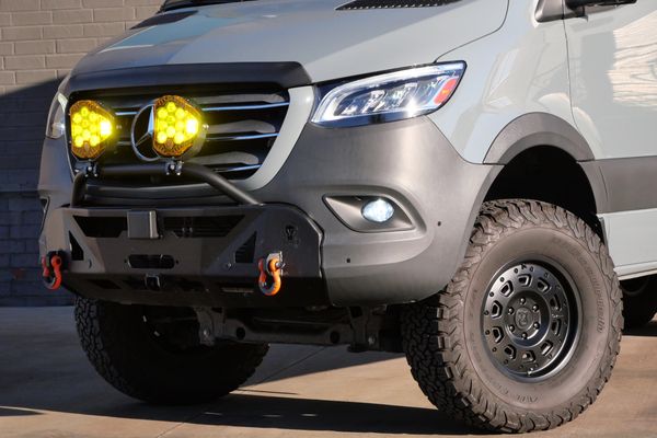 Silver 2022 Mercedes-Benz Sprinter 2500 4x4 custom camper conversion for sale by Sandbox Motors.