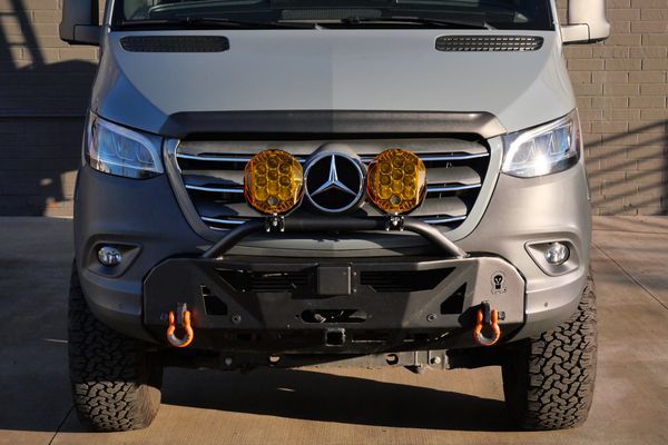 Silver 2022 Mercedes-Benz Sprinter 2500 4x4 custom camper conversion for sale by Sandbox Motors.